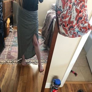 Alice + Olivia grey wrap maxi skirt